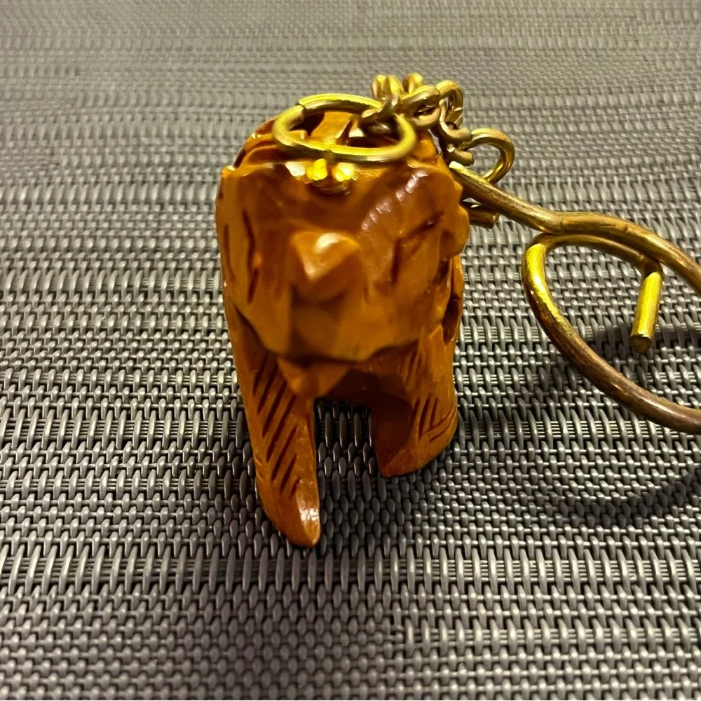 Hand Carved Wooden Elephant Good Luck Key Chain